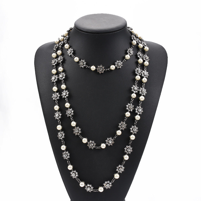 Pearl Crystal Gemstone Necklace