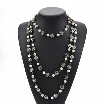 Pearl Crystal Gemstone Necklace