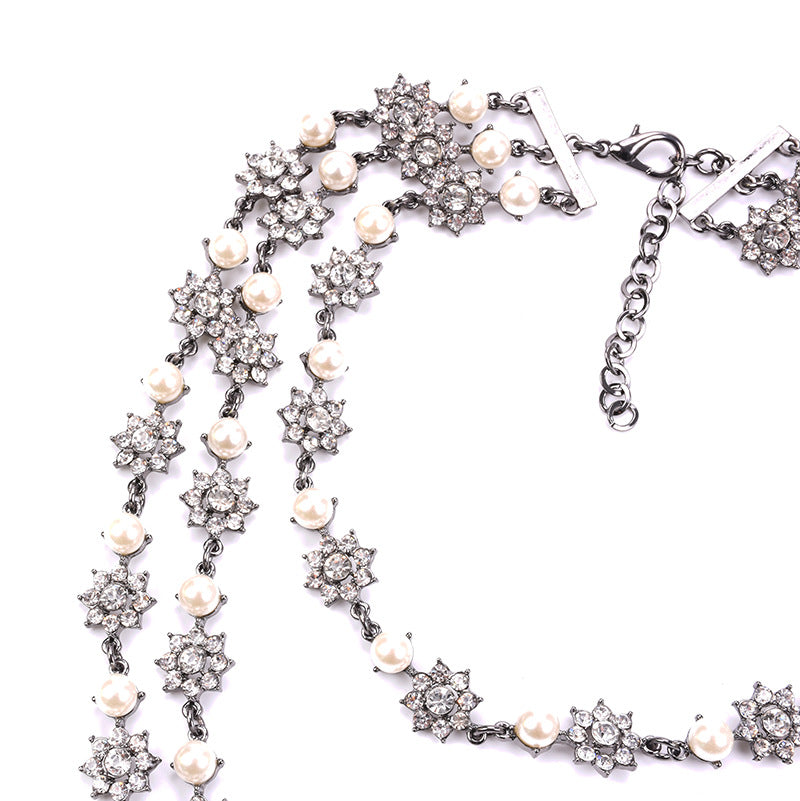 Pearl Crystal Gemstone Necklace