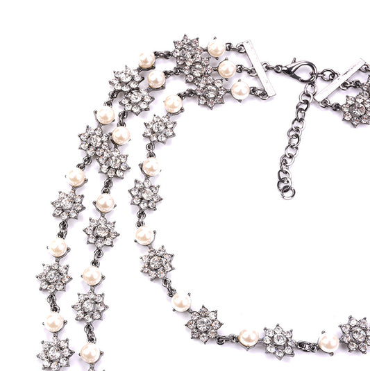 Pearl Crystal Gemstone Necklace
