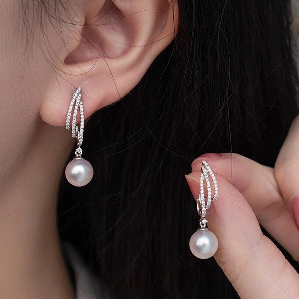 Pearl Diamond Tassel Earrings
