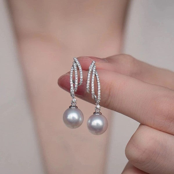Pearl Diamond Tassel Earrings