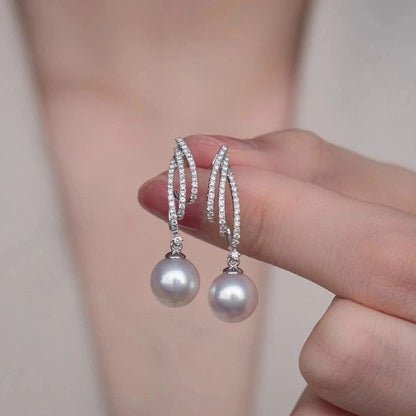 Pearl Diamond Tassel Earrings