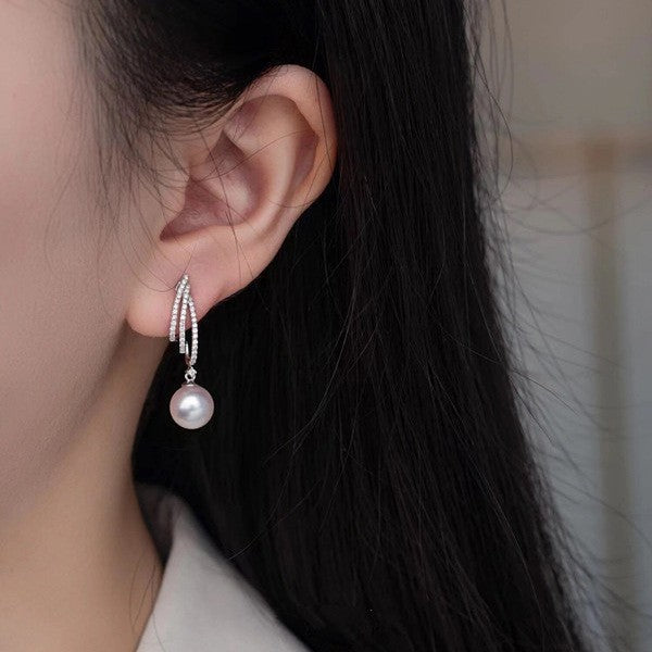 Pearl Diamond Tassel Earrings