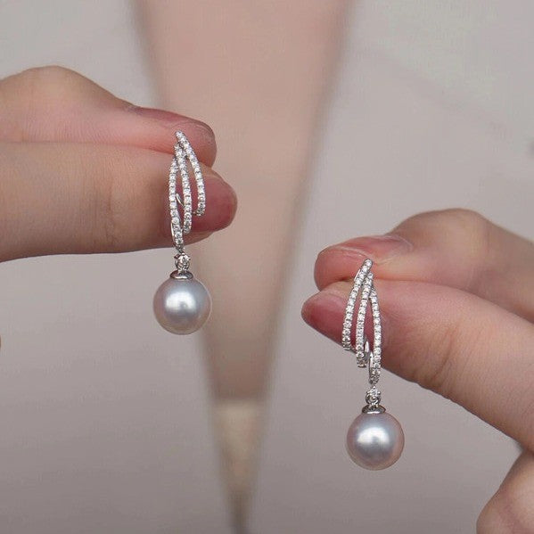 Pearl Diamond Tassel Earrings