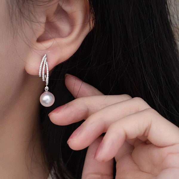 Pearl Diamond Tassel Earrings