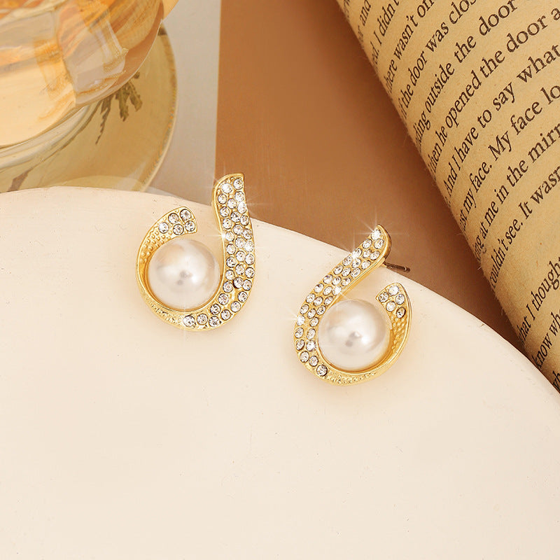 Pearl Drop Circle Silver Earrings