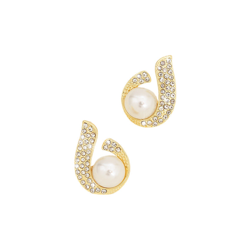 Pearl Drop Circle Silver Earrings