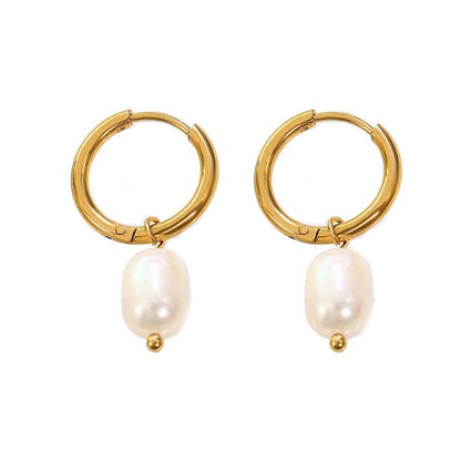 Pearl Earrings Stainless Steel 18K Gold Plated