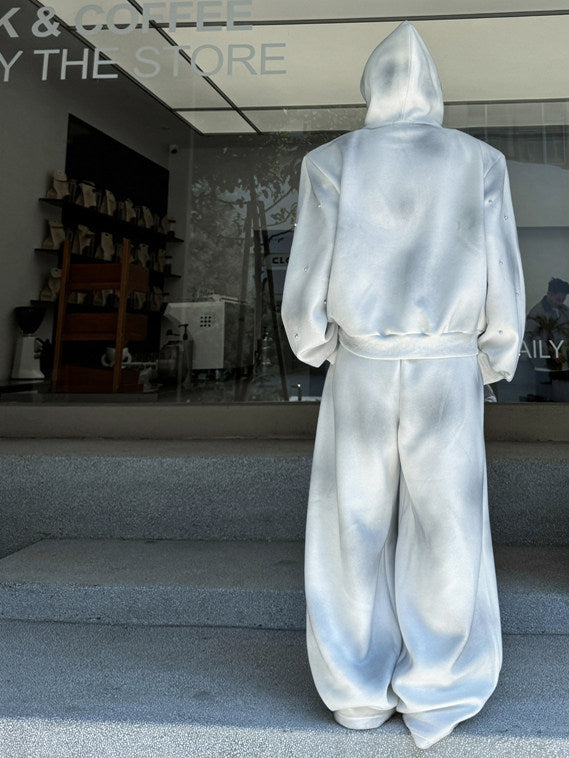 Pearl Embellished Hooded Sweatshirt and Sweatpants Set