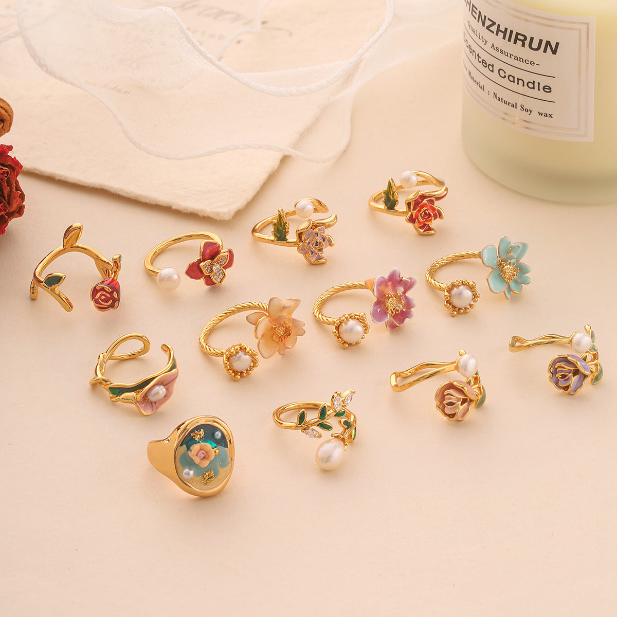 pearl flower ring
