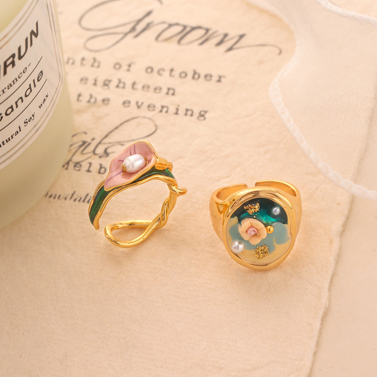 pearl flower ring