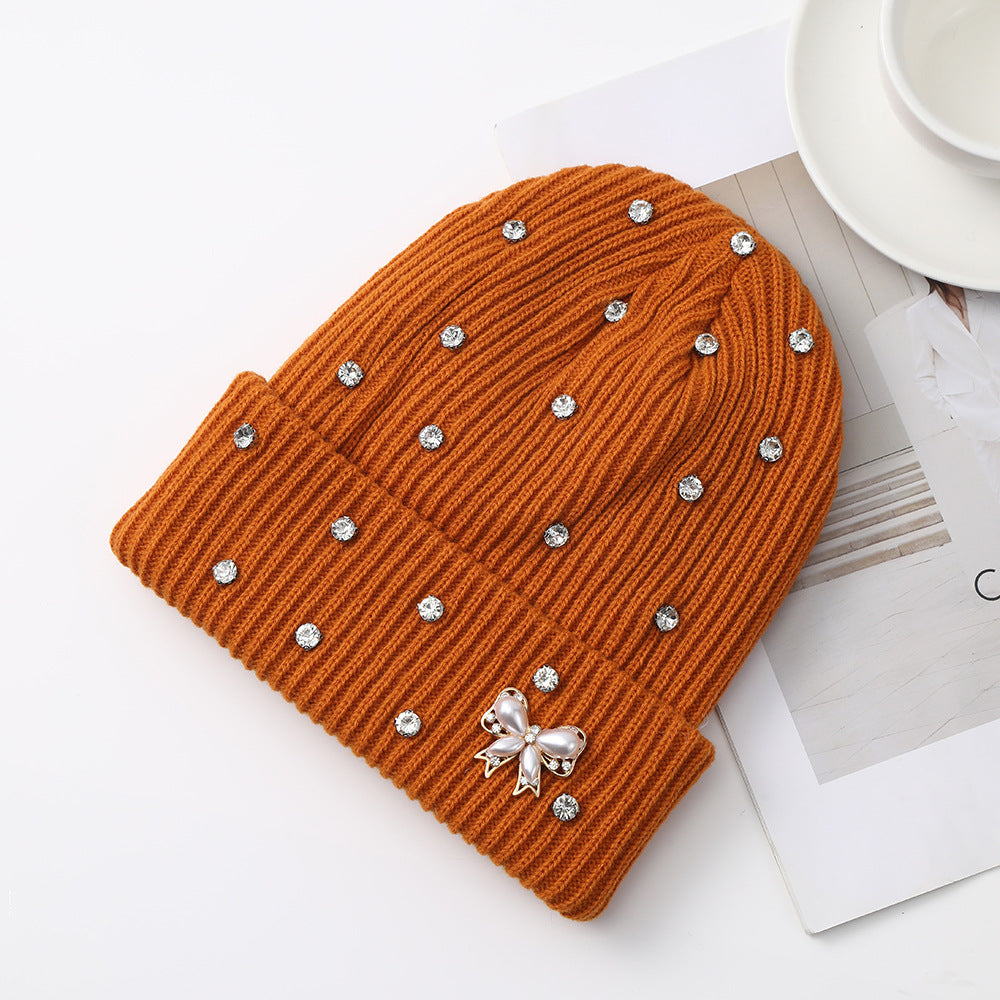 Pearl Knit Hat for Women Winter Warm Beanie