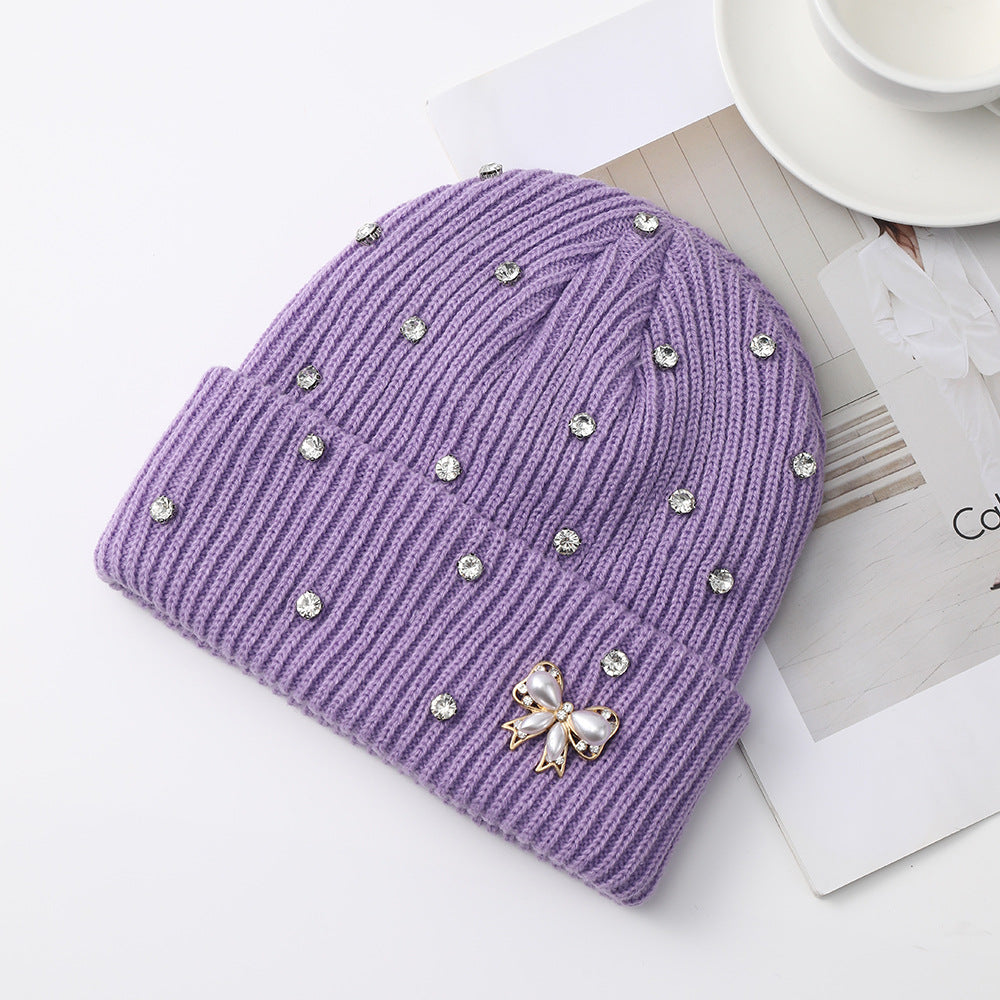 Pearl Knit Hat for Women Winter Warm Beanie