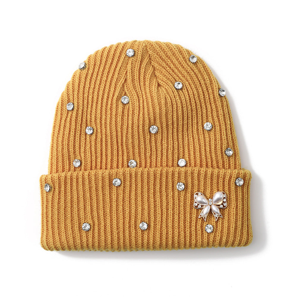 Pearl Knit Hat for Women Winter Warm Beanie