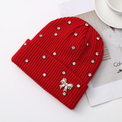 Pearl Knit Hat for Women Winter Warm Beanie