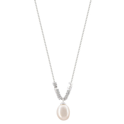 Pearl necklace with silver accents