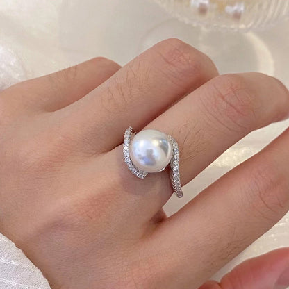 pearl silver ring