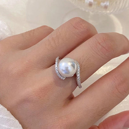 pearl silver ring