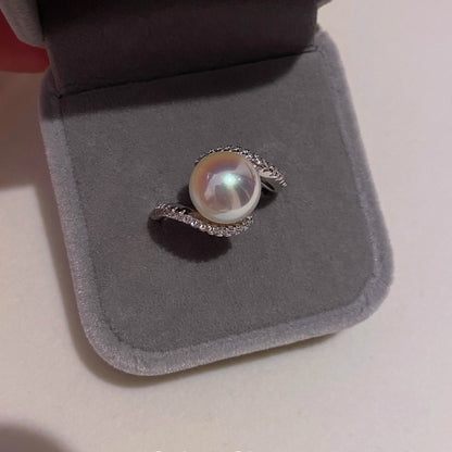 pearl silver ring