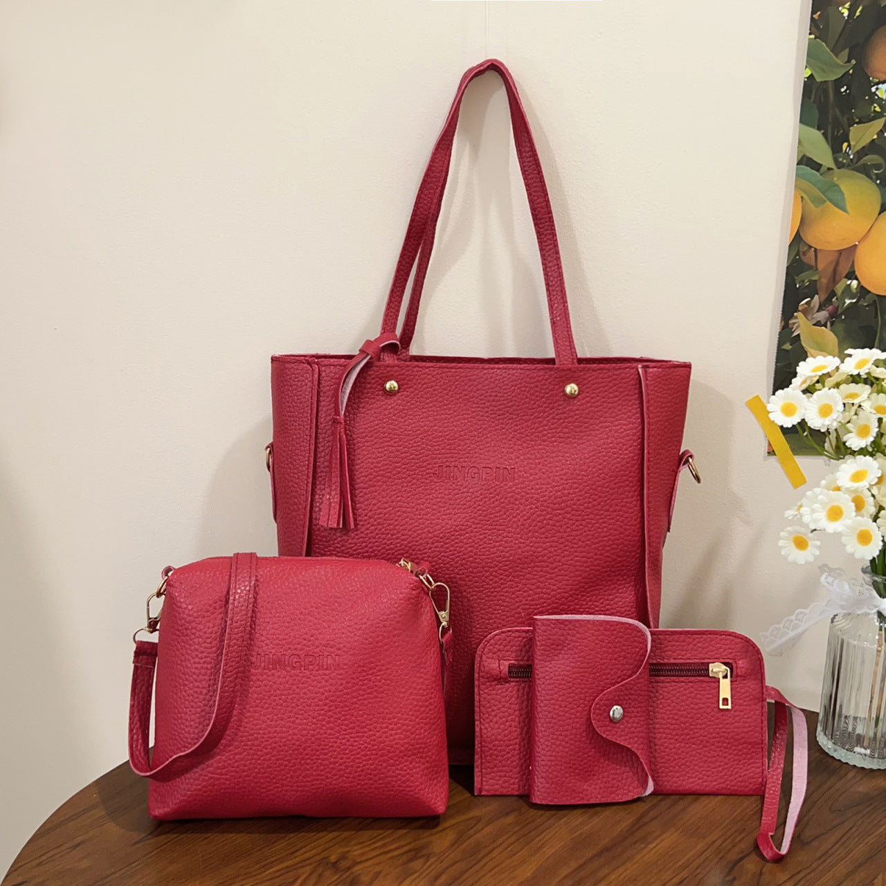 Pebbled Leather Bucket Bag Crossbody Shoulder Bag