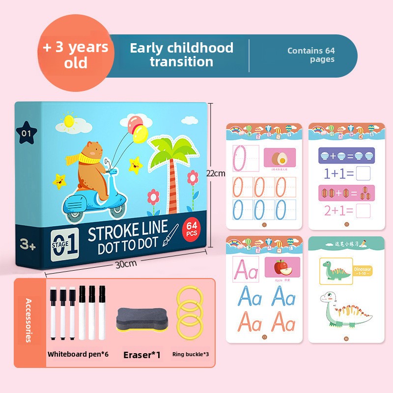 Pen Control Training Kindergarten Children Erasable to Write 2-Year-Old and 4-Year-Old Early Education Enlightening Card Pen Maneuver Attentional Toy