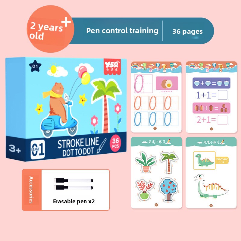 Pen Control Training Kindergarten Children Erasable to Write 2-Year-Old and 4-Year-Old Early Education Enlightening Card Pen Maneuver Attentional Toy