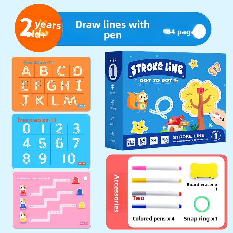 Pen Control Training Kindergarten Children Erasable to Write 2-Year-Old and 4-Year-Old Early Education Enlightening Card Pen Maneuver Attentional Toy