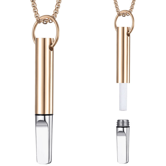 Pendant necklace with titanium and steel whistle
