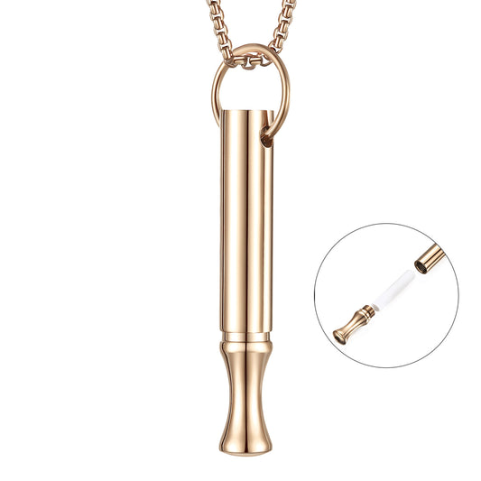 Pendant necklace with titanium and steel whistle