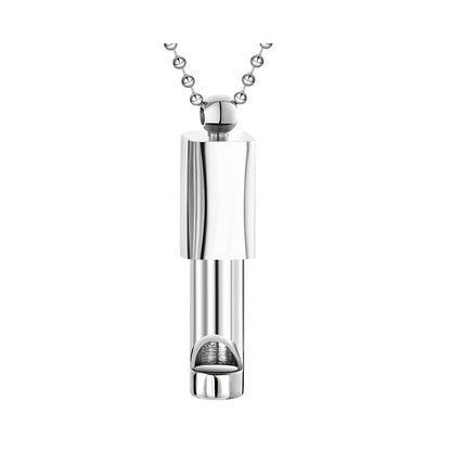 Pendant necklace with titanium and steel whistle
