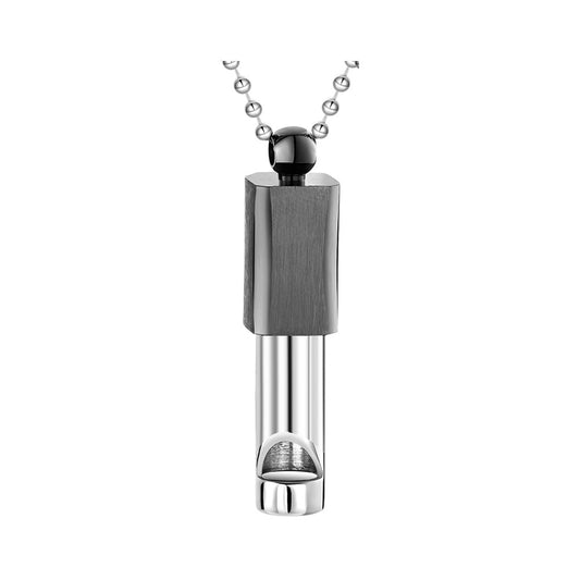 Pendant necklace with titanium and steel whistle