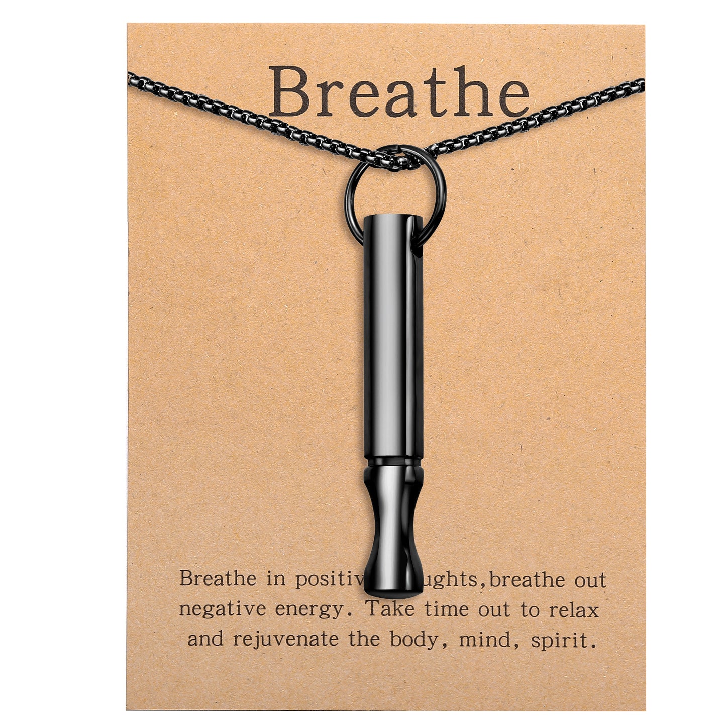 Pendant necklace with titanium and steel whistle
