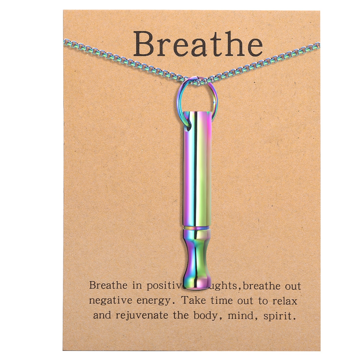 Pendant necklace with titanium and steel whistle