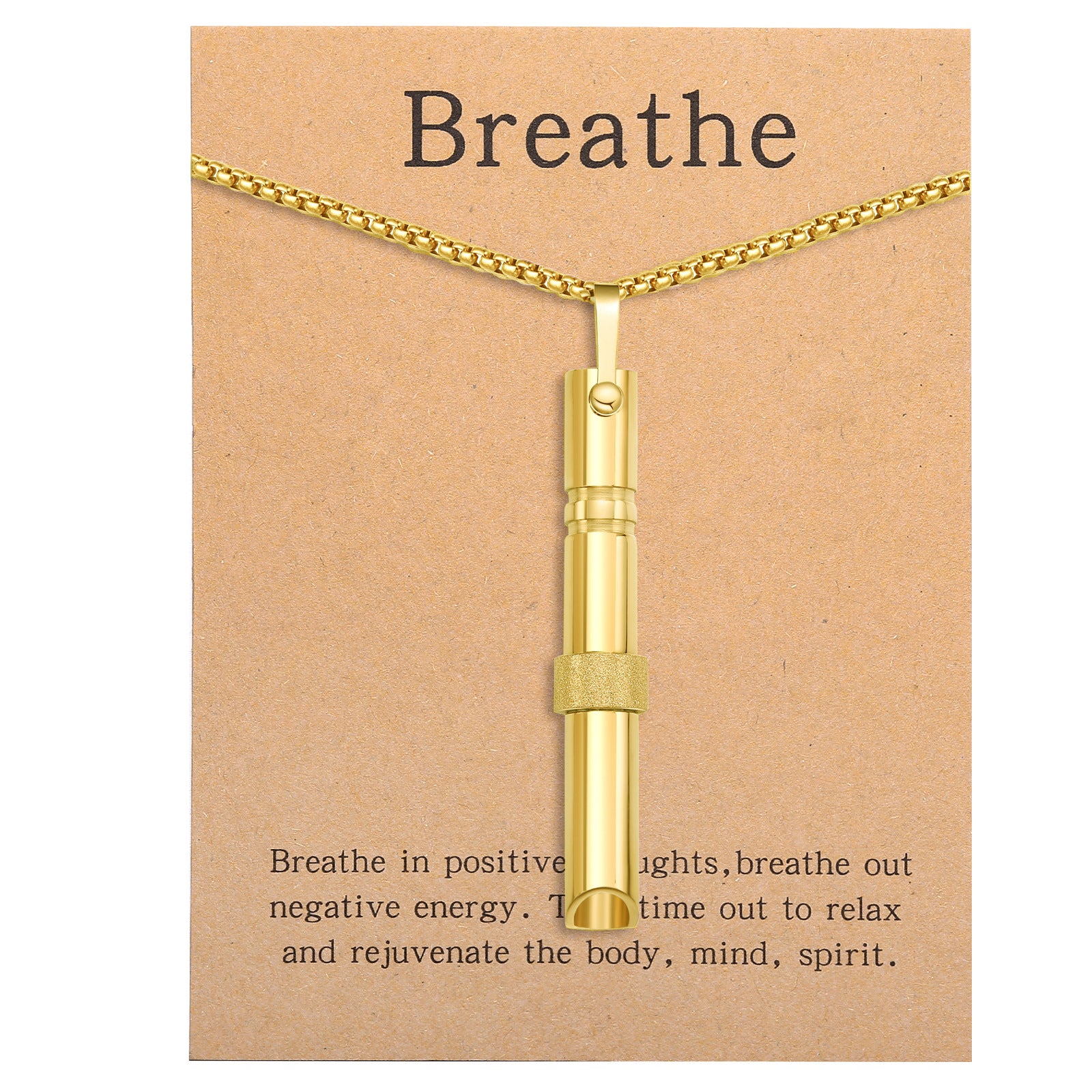 Pendant necklace with titanium and steel whistle