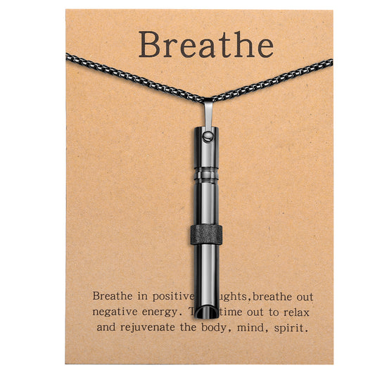 Pendant necklace with titanium and steel whistle
