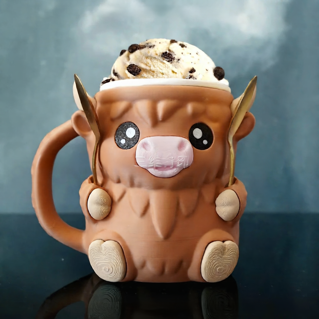 Penguin Highland Cow Ice Cream Pint Holder Cup