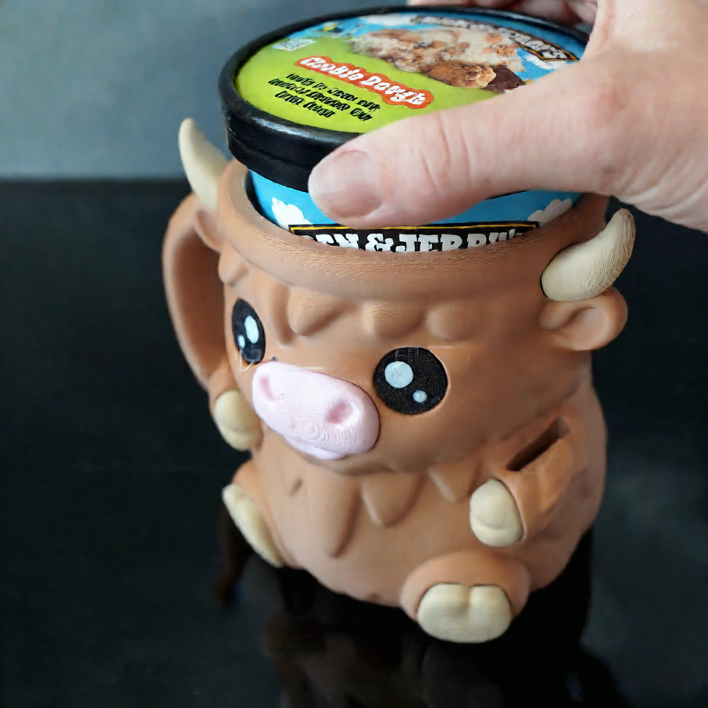 Penguin Highland Cow Ice Cream Pint Holder Cup