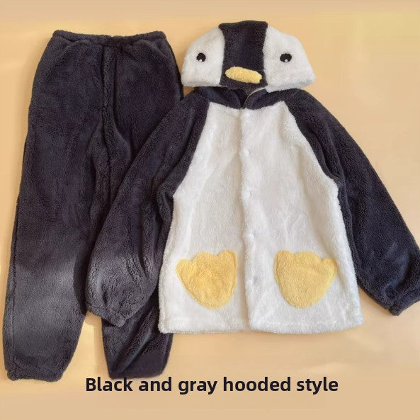 Penguin Plush Pajama Set Hooded Home Wear