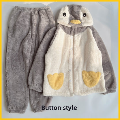 Penguin Plush Pajama Set Hooded Home Wear