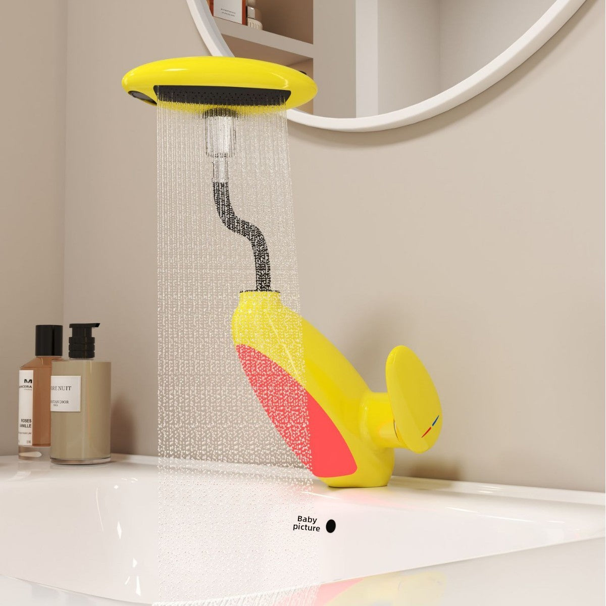 Penguin Pull-Out Faucet with Ambient Light for Bathroom Sink
