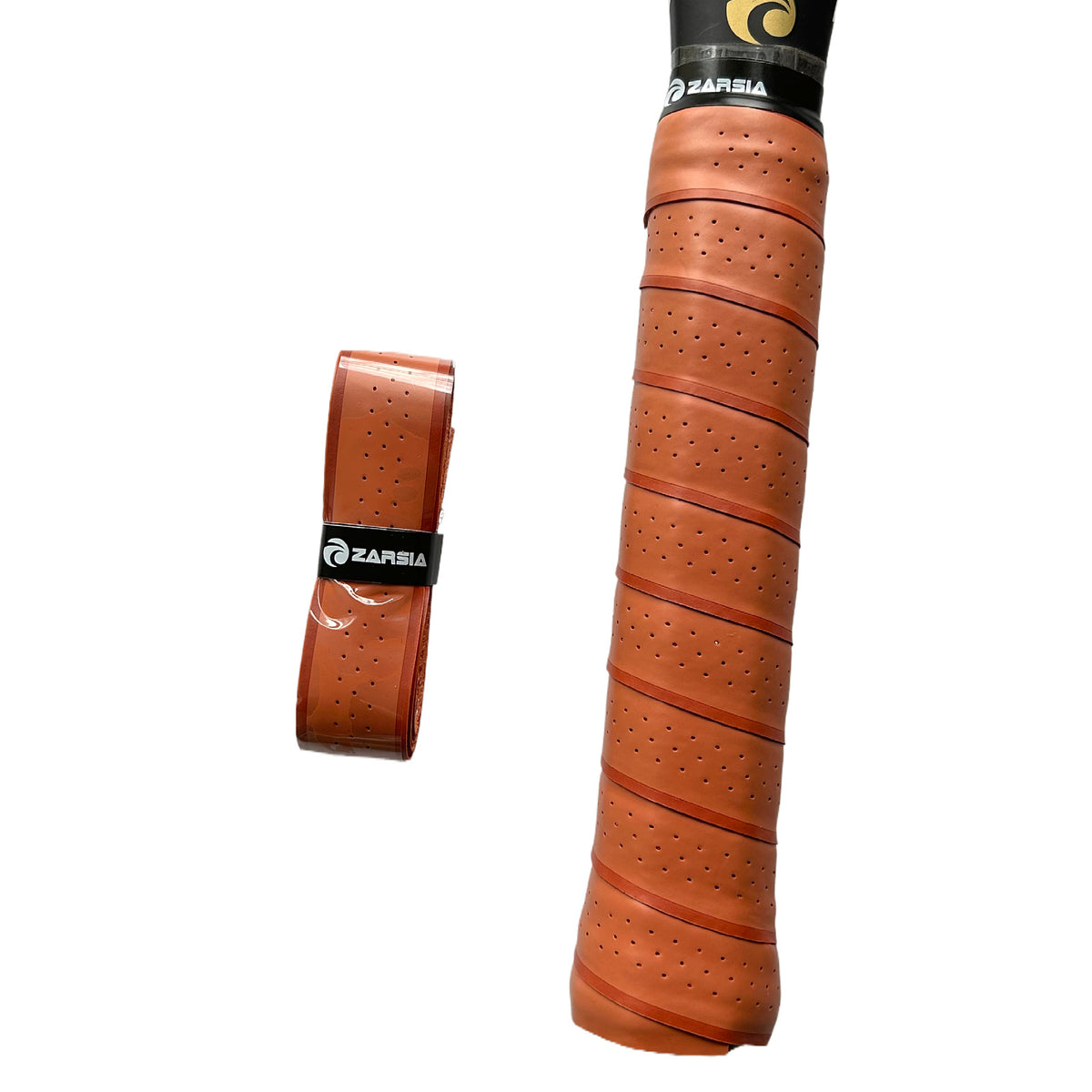 Perforated inner handle wrapped with leather