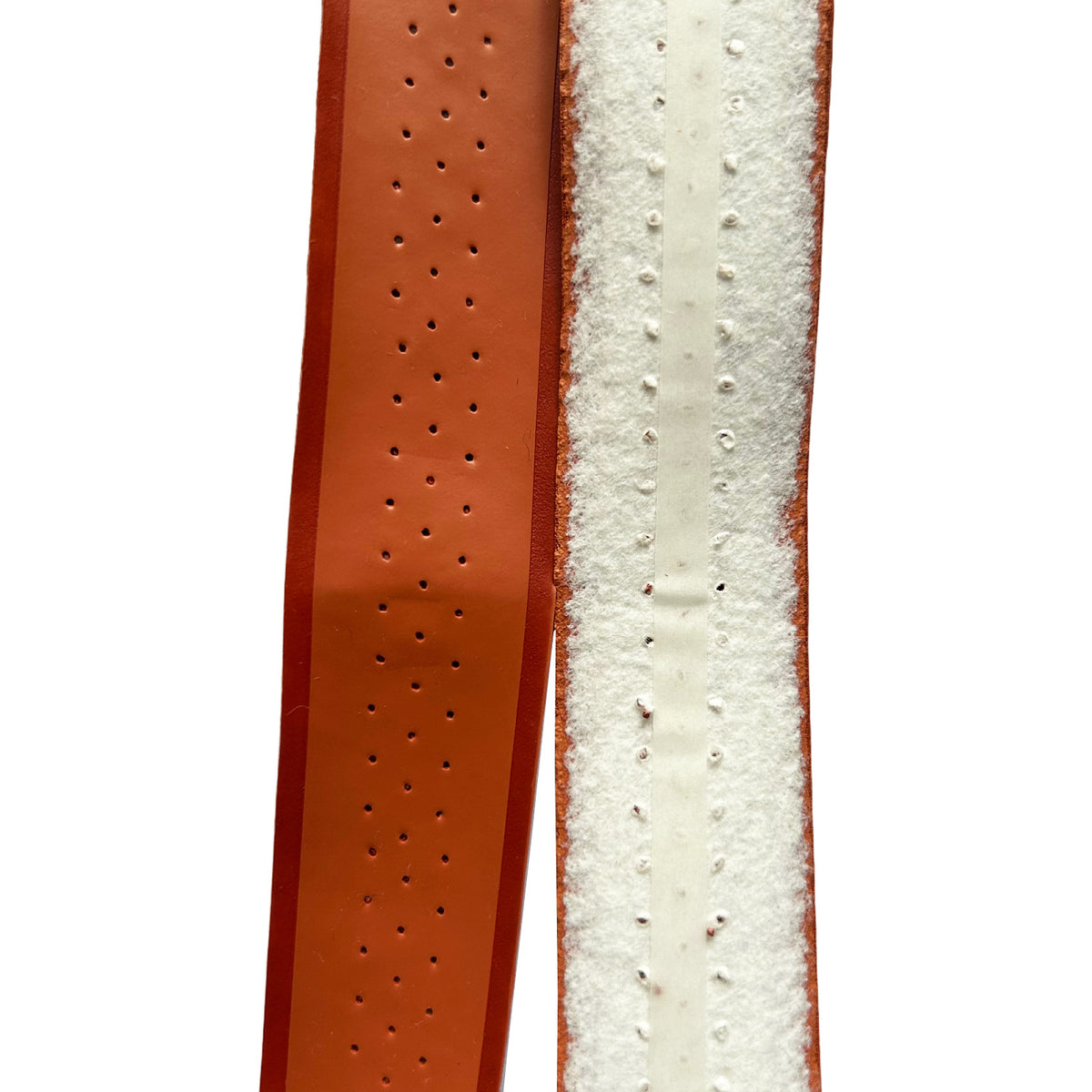 Perforated inner handle wrapped with leather