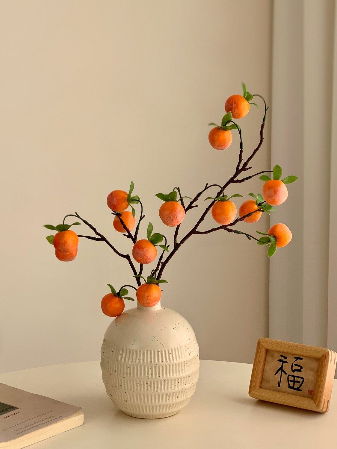 Persimmon Ceramic Vase Decoration