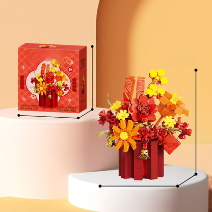 Persimmon Ruyi Building Blocks Flower Basket