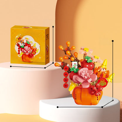Persimmon Ruyi Building Blocks Flower Basket