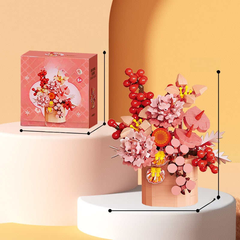 Persimmon Ruyi Building Blocks Flower Basket