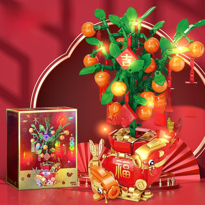 Persimmon Ruyi Building Blocks Flower Basket