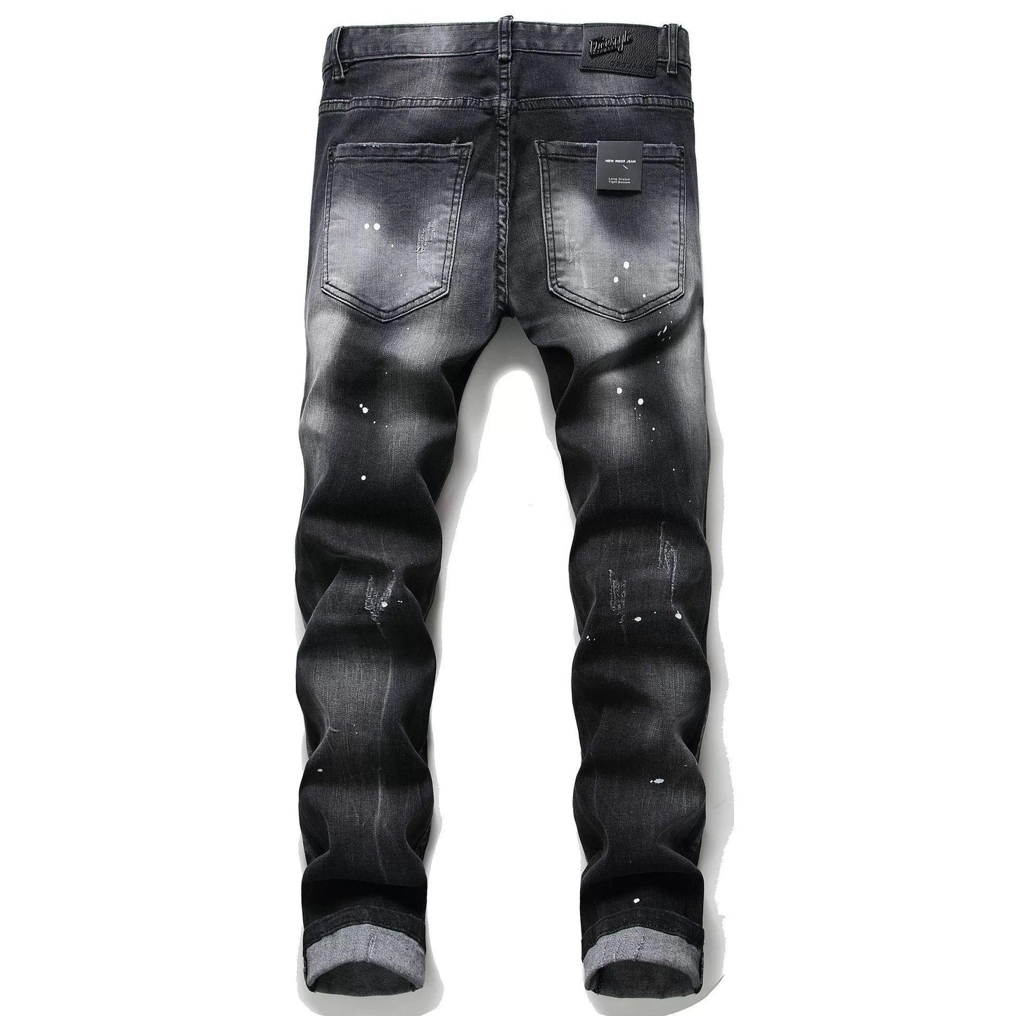 Personality ripped black pants