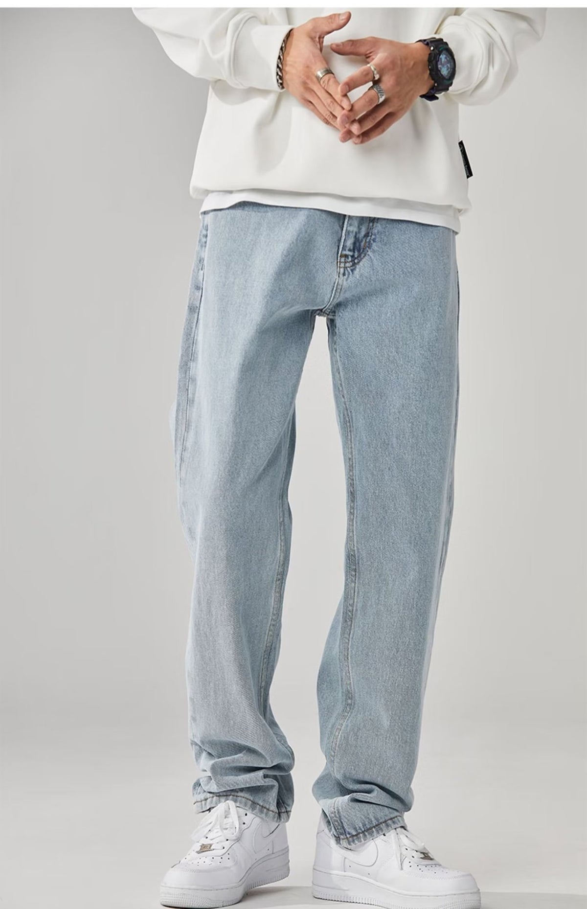 Personality solid color jeans